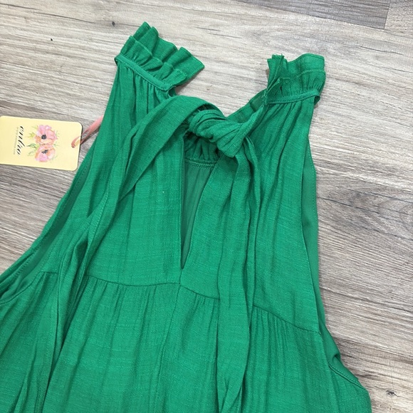 Entro Kelly Green Tiered Midi Dress Women's Size Small S High Neck Halter NWT - Picture 11 of 15